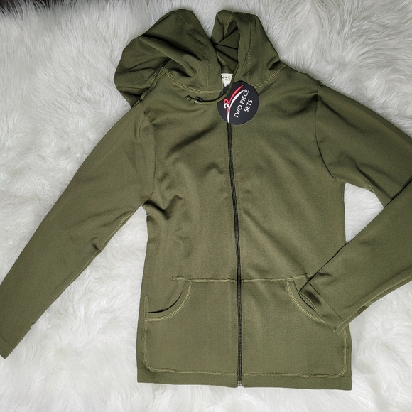 Nwt Seamless Zip Up Hoodie Jacket And Leggings Set Olive - Picture 3 of 6